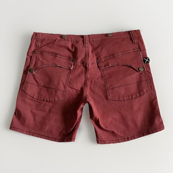 TIGER‎ X HORSE MENS 36 FLAP POCKET BURGUNDY CHINO STRETCH SLIM SHORT - Picture 4 of 5